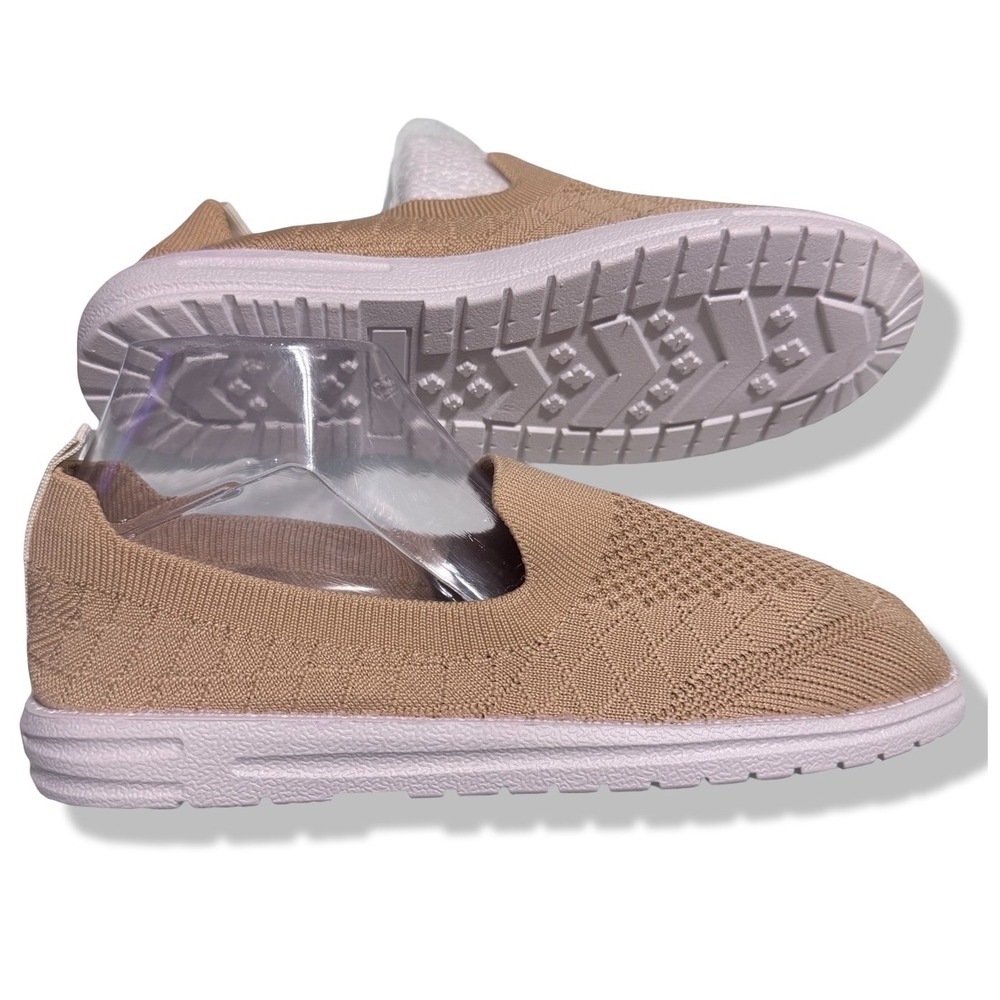 Unbranded Tan Mesh Knit Slip On Sneakers Lightweight Walking Shoes US 10
